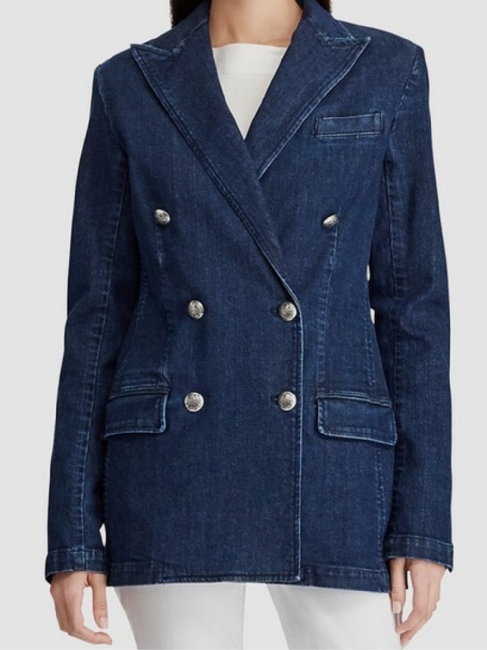 Lauren Ralph Lauren Indigo Double-Breasted Denim Blazer